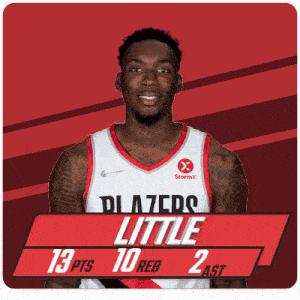 a blazers player named little has 13 pts 10 reb and 2 ast
