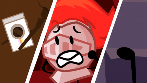 a cartoon of a knight with red hair and a sword