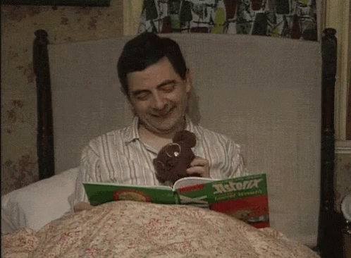 Mr Bean Book GIF - Mr Bean Book Bed Time GIFs