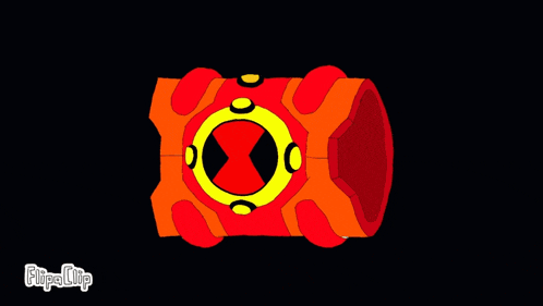 a cartoon drawing of a red and yellow object that says bateria recarregada on it
