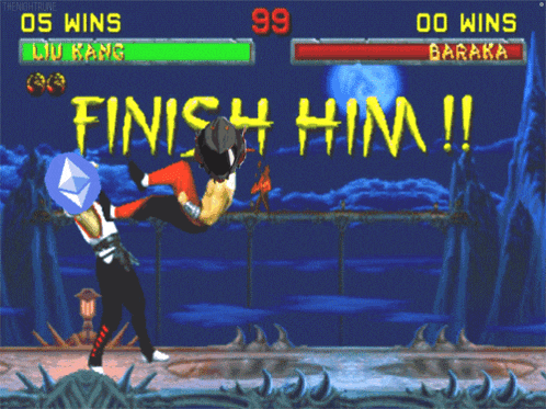 a video game that says finish him on the bottom