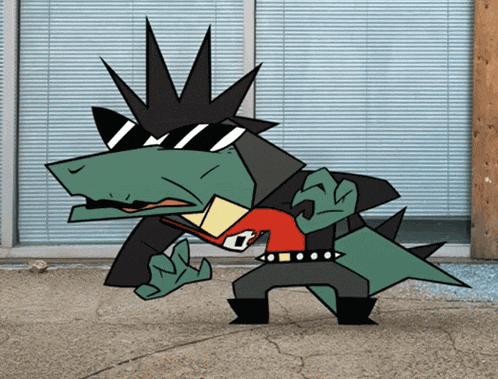 a cartoon character wearing a mohawk and sunglasses