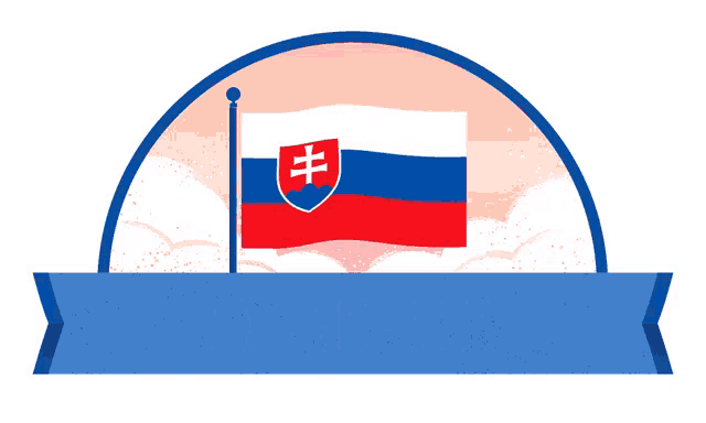 an illustration of a slovakia flag with a blue ribbon