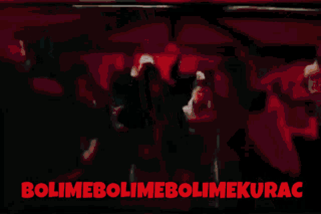 a blurry picture of a group of people with the words bolimbolimebolimekurac in red letters
