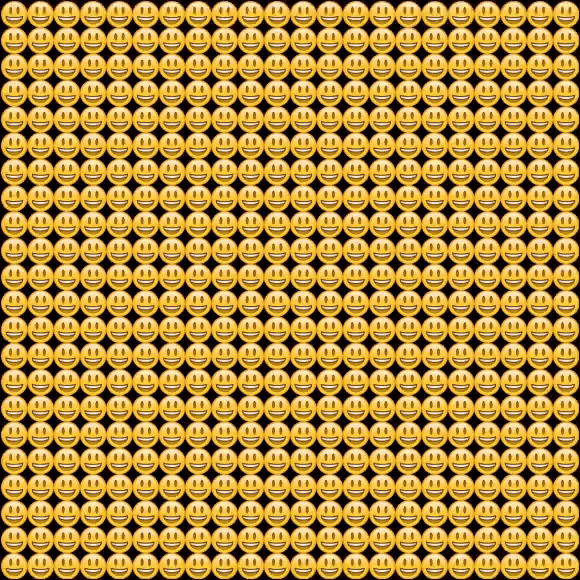 a pattern of smiley faces on a black background