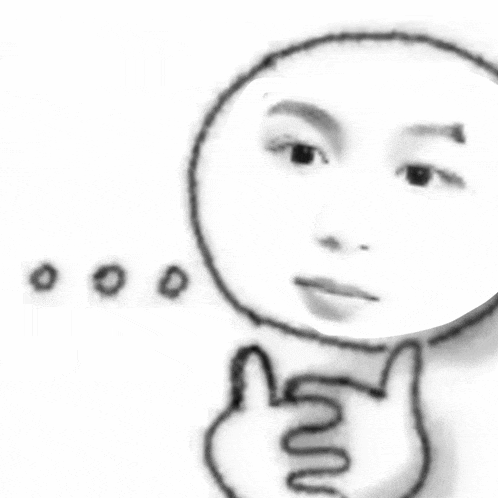 a black and white drawing of a woman 's face with a thumbs up sign .