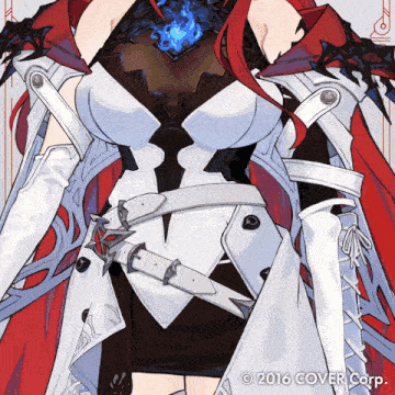 a drawing of a woman with red hair and white gloves says 2016 cover corp. on the bottom