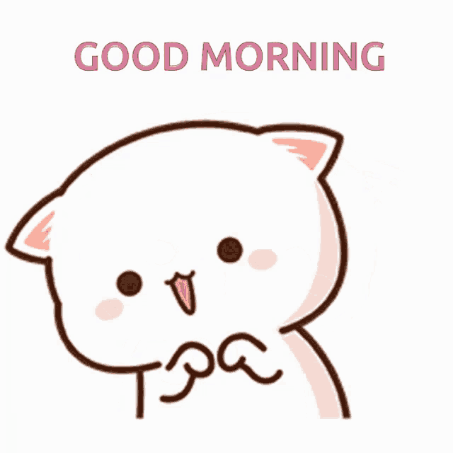 a cartoon of a cat with the words good morning written above it