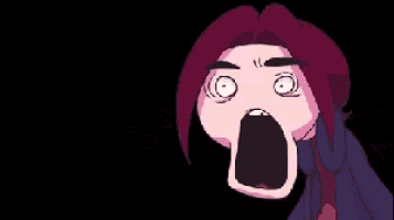 a pixel art drawing of a cartoon character with a cloud coming out of his head .