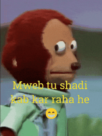 a monkey with a smiley face and the words mweb tu shadi kab kar raha ne