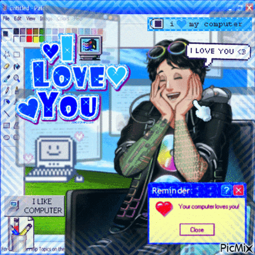 a cartoon of a man saying i love you in a speech bubble