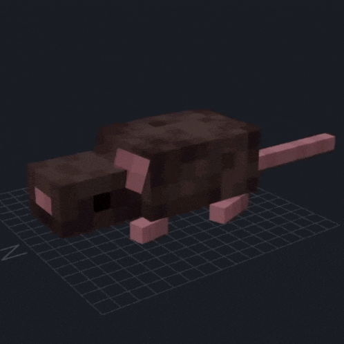 a 3d model of a rat with a pink tail