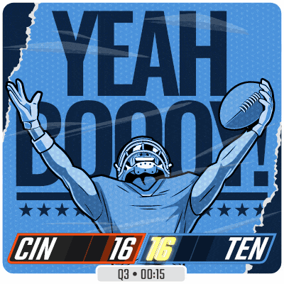an illustration of a football player holding a football with the words yeah boom in the background