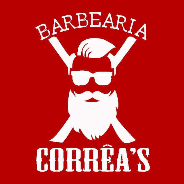 a logo for barbearia correa 's with a bearded man