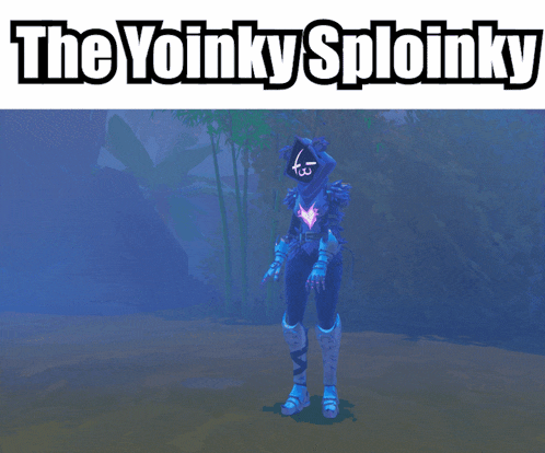 a picture of a person with the words " the yoinky sploinky " on the top