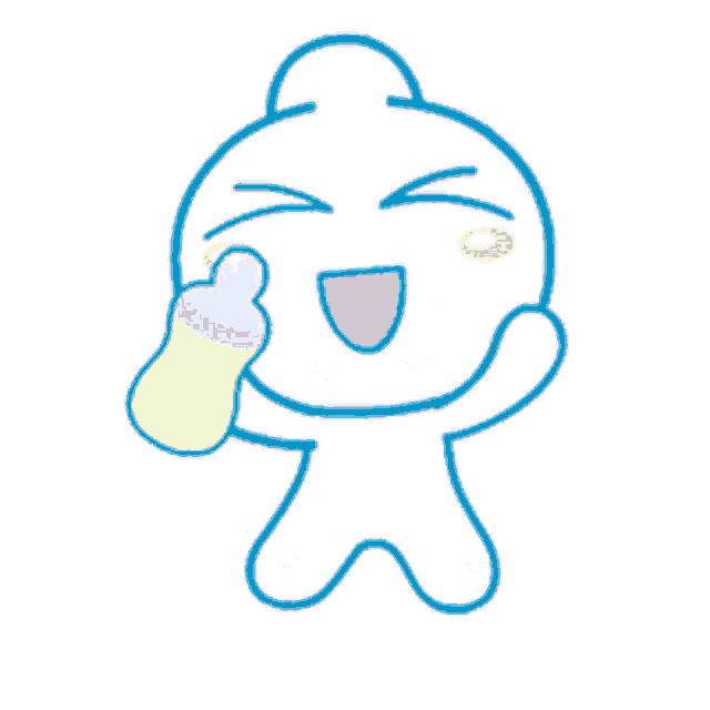 a cartoon of a baby with a bottle in his mouth