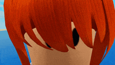 a close up of a person 's red hair with a black spot in the middle