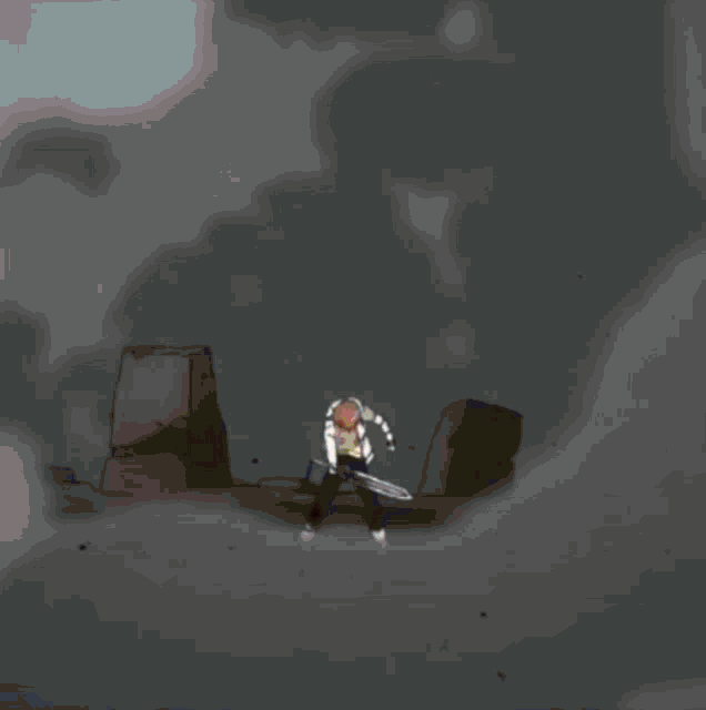 a cartoon character with blood on his face is holding a sword