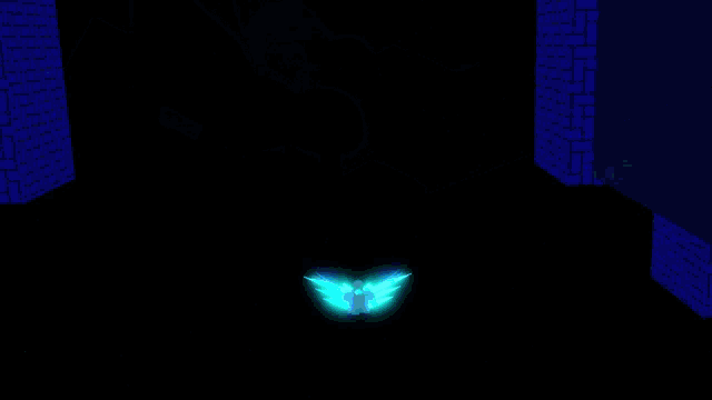 a person in a minecraft video game is holding a blue sword
