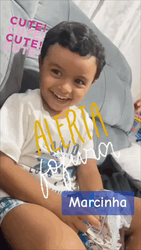 a little boy with alerta written on his face
