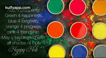 a happy holi greeting card with a bunch of colorful circles