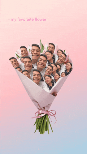 a bouquet of flowers with a man 's face on them and the words my favorite flower