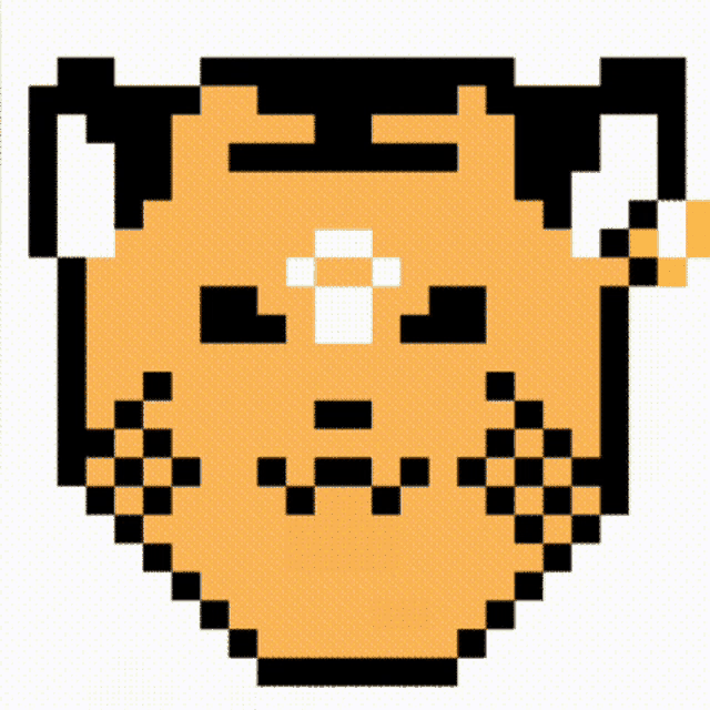 a pixel art drawing of a cat with a cigarette