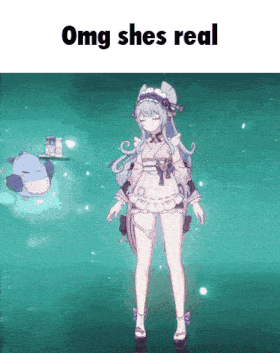 a cartoon of a girl with the words " omg shes real " below her