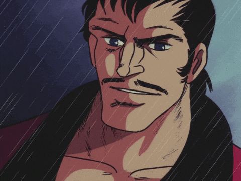 a man with a mustache is smiling and says " see you again "