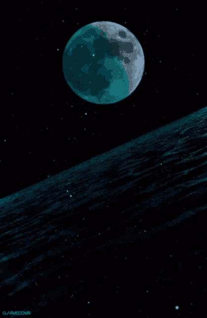 a painting of a full moon with the name g / hivecovr below it