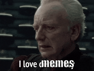 a close up of a man 's face with the words `` i love memes '' written on his face .
