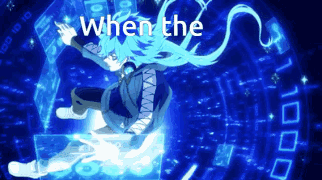 a blue background with the words when the written in white
