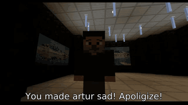 a screenshot of a video game that says you made artur sad
