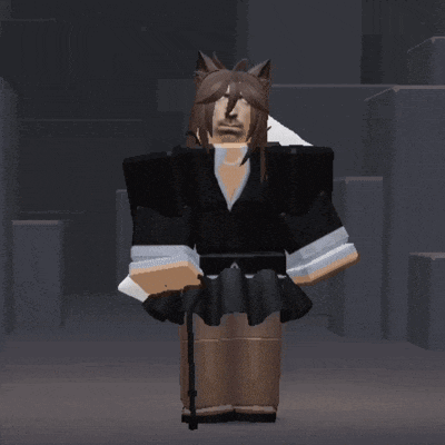 a cartoon character with a cat ear and a sword