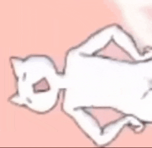 a white cat is laying down on its back on a pink background .