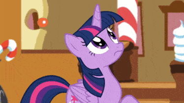 twilight sparkle from my little pony looks sad in a cartoon