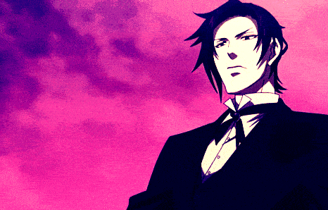 a man in a suit and tie is standing in front of a pink background