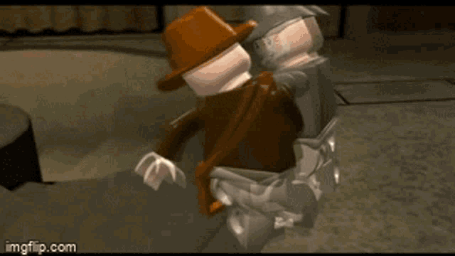 a screenshot of a lego video game shows a cowboy and a soldier