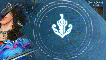 a woman in a blue dress is standing in front of a blue circle with a white anchor on it .