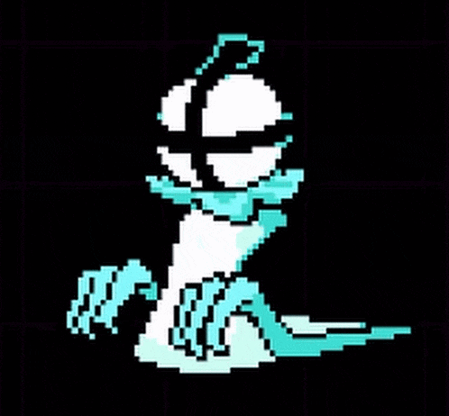 a pixel art drawing of a ghost wearing a scarf and a mask .