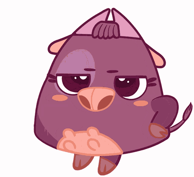 a cartoon drawing of a purple bird with the word nope on it