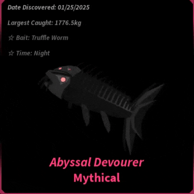 a picture of an abyssal devourer mythical fish on a black background .