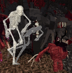 a skeleton is holding another skeleton in his arms in a video game