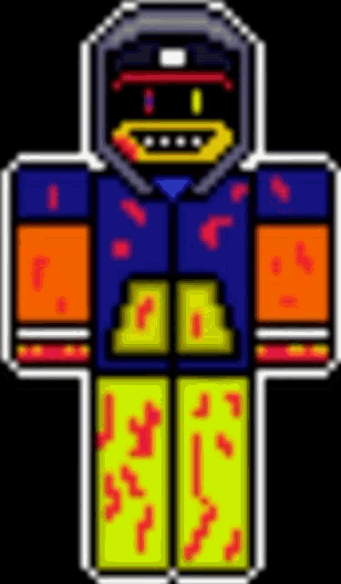 a pixel art of a cartoon character with blood on his pants