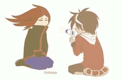 a cartoon of a boy holding a megaphone next to another boy with the name zettaiya on the bottom right