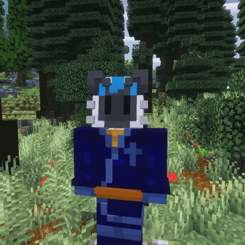 a minecraft character is standing in a field of grass