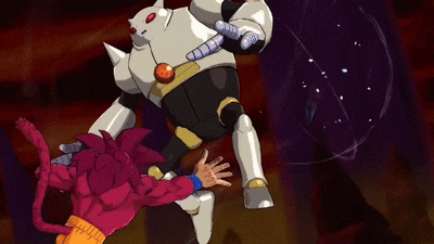 a cartoon character is fighting a robot with a sword