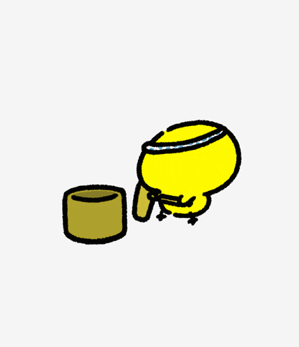 a cartoon of a yellow chicken with a headband on