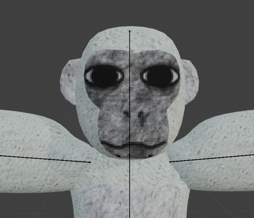 a 3d model of a monkey 's face with black eyes
