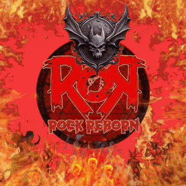 a red circle with a skull and the words rock reborn